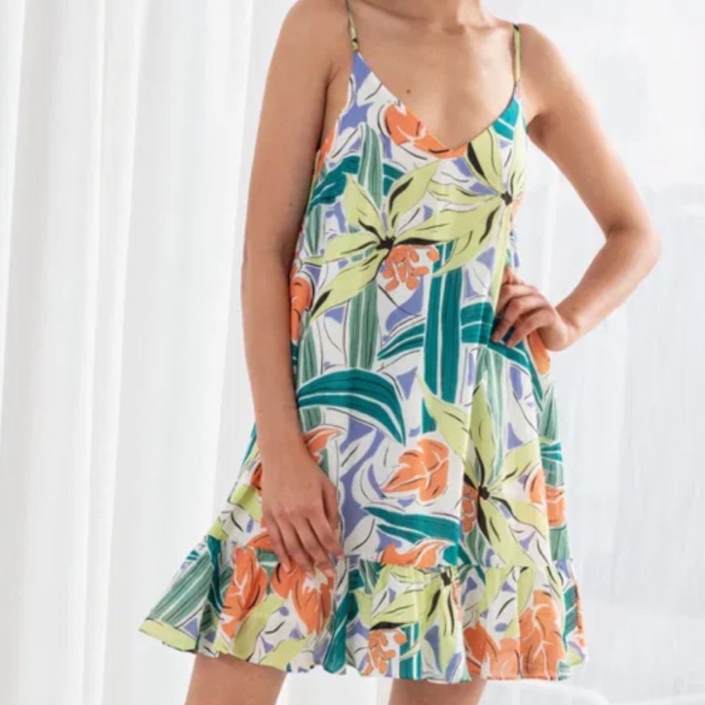Paris Atelier and Other Stories Floral Sleeveless Dress with Ruffle Hem